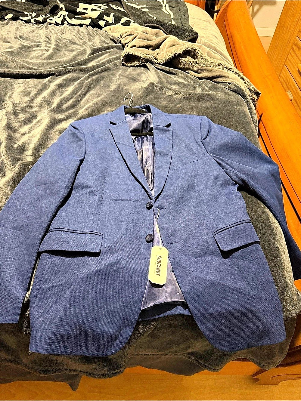 COOFANDY Men's Casual Two Button Blazer Sport Coat Blue Blazer